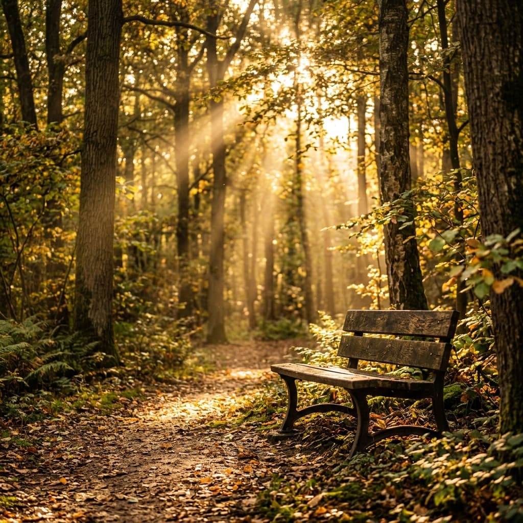 A peaceful park bench — a perfect example of a Centric meetup spot